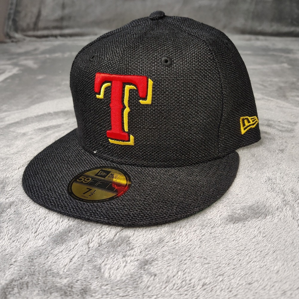 New Era Texas Rangers‎ MLB Black Red Hemp 59Fifty Fitted 7 1/4 Hat Cap